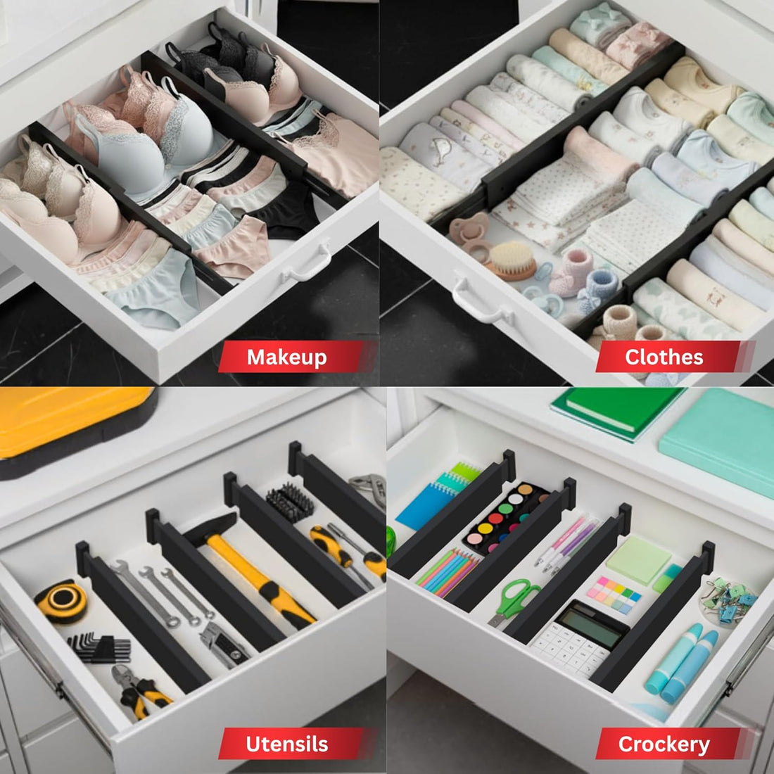 Adjustable Bamboo Drawer Dividers (6-Pack)